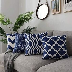 New Canvas Blue and Beige Pattern Pillow Covers pk of 4 ( 17×17")